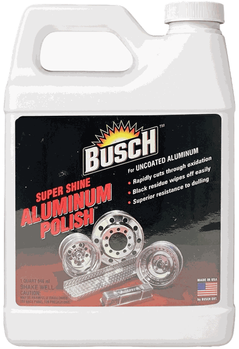 Busch Super Shine Aluminum Polish in a 32 ounce jug with a carry handle