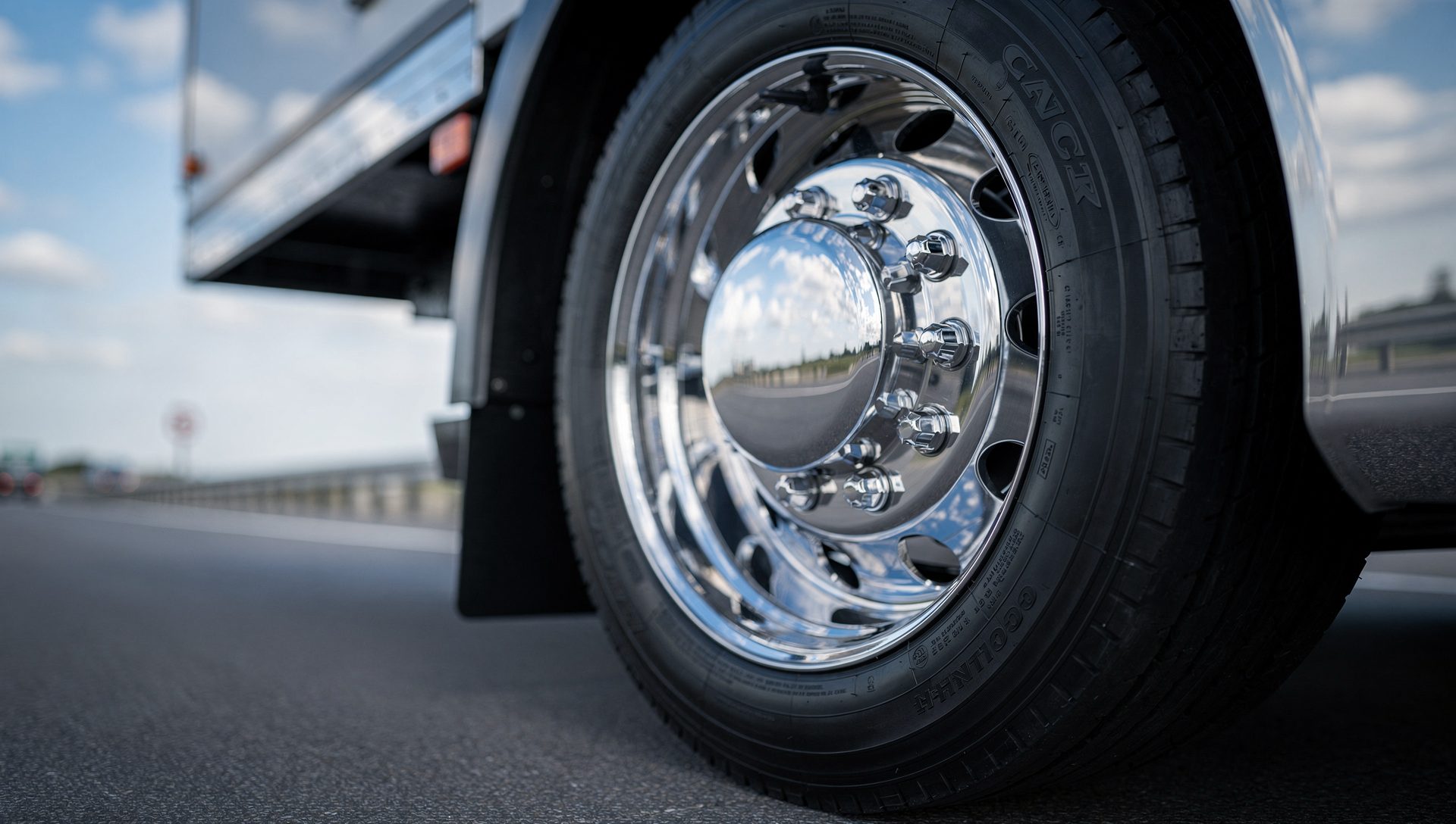 Mirror-polished aluminum semi truck wheel